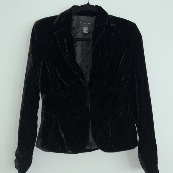 Apostrophe black velvet fitted blazer jacket coat women’s size 2 holiday party - Picture 1 of 10